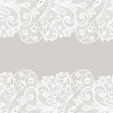 Sorunsuz dantel sınır. Vektör çizim. Beyaz dantelli vintage zarif trim.