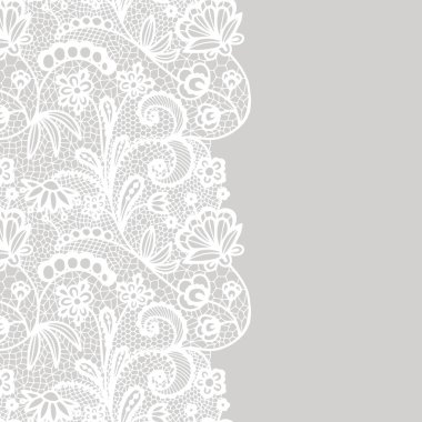 Sorunsuz dantel sınır. Vektör çizim. Beyaz dantelli vintage zarif trim.