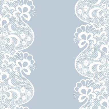 Sorunsuz dantel sınır. Vektör çizim. Beyaz dantelli vintage zarif trim.