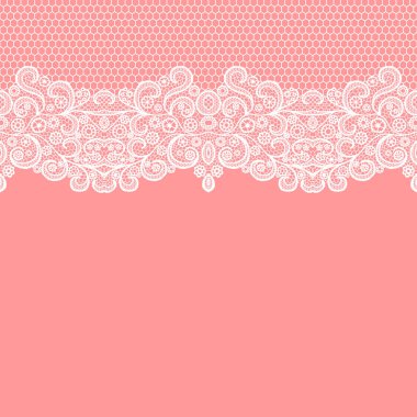 Sorunsuz dantel sınır. Vektör çizim. Beyaz dantelli vintage zarif trim.