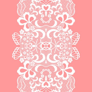 Beyaz dantelli vintage zarif trim. Vektör çizim.