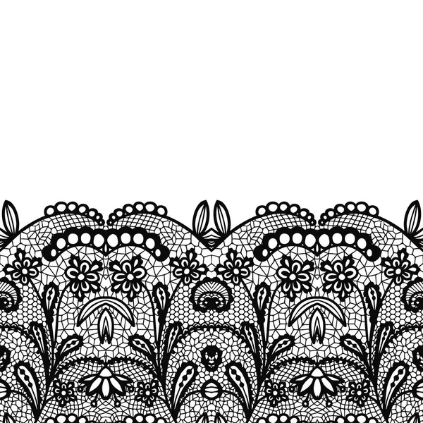 Seamless Lace Border Vector Illustration Black Lacy Vintage Elegant Trim — Stock Vector