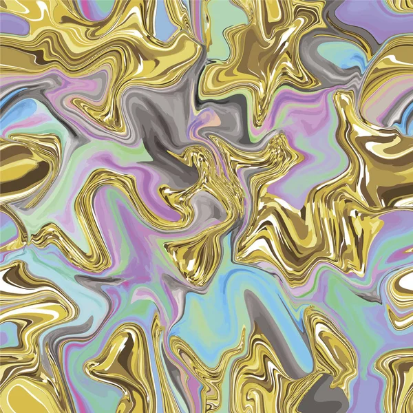 Marmor Sömlösa Mönster Brightful Neonfärger Vektorillustration Guld Golden — Stock vektor