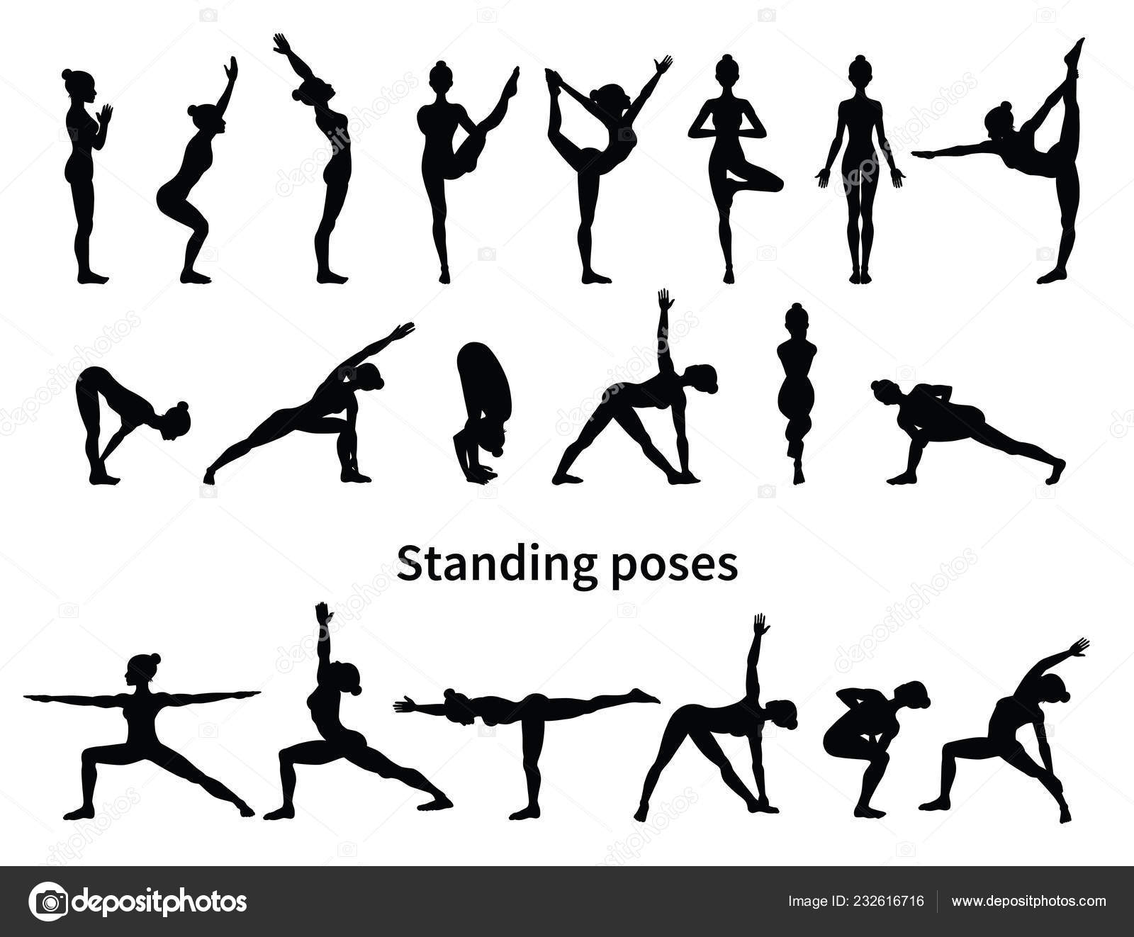 Women Silhouettes Collection Yoga Poses Asana Set Vector