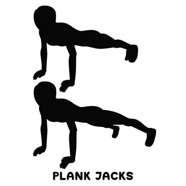 Plank Aansluitingen Plank Gangboord Sport Exersice Silhouetten Van Vrouw Doen — Stockvector