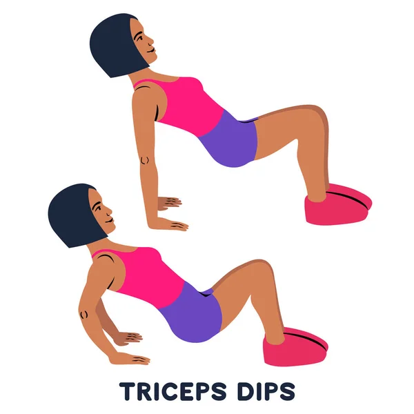 Triceps Poklesy Sportovní Exersice Siluety Ženy Které Děláte Cvičení Cvičení — Stockový vektor