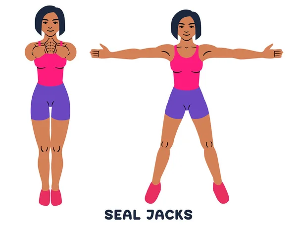 Тюлени Джекс Спортивные Упражнения Силуэты Женщины Делающей Упражнения Тренировки Тренировки — стоковый вектор