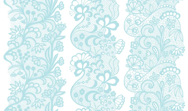 Encaje Azul Vintage Elegantes Adornos Ilustración Vectorial — Vector de stock