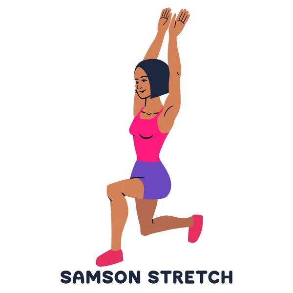 Samson Stretch Sport Exersice Silhouetten Van Vrouw Doen Oefening Training — Stockvector