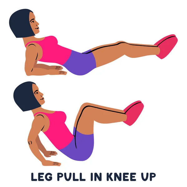 足は膝を引き上げます スポーツ バルサルバ 運動をしている女性のシルエット ベクトル図をトレーニングのワークアウト — ストックベクタ