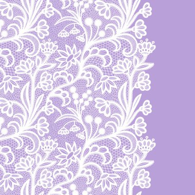 Sorunsuz dantel sınır. Vektör çizim. Beyaz dantelli vintage zarif trim.
