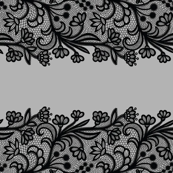 Seamless Lace Border Vector Illustration Black Lacy Vintage Elegant Trim — Stock Vector