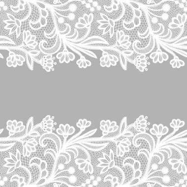 Sorunsuz dantel sınır. Vektör çizim. Beyaz dantelli vintage zarif trim.