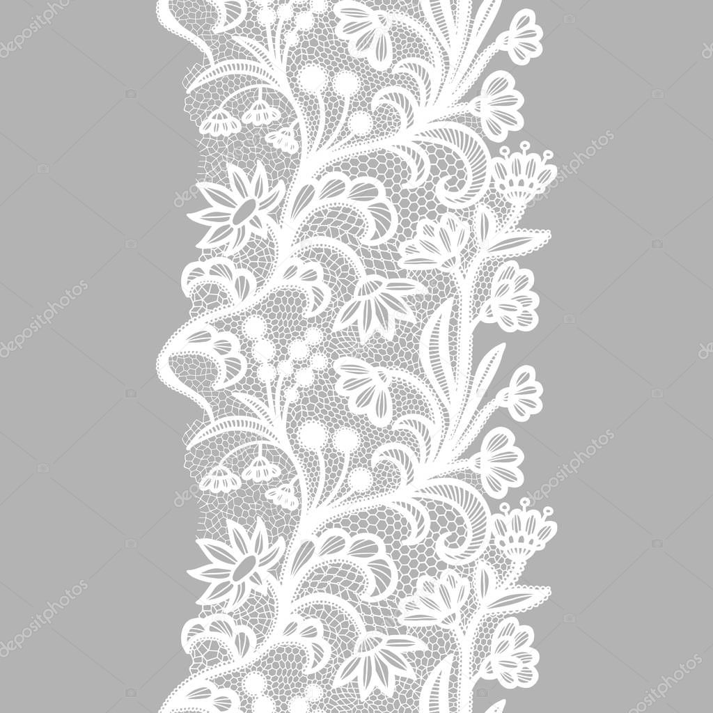 White lacy vintage elegant trim. Vector illustration.