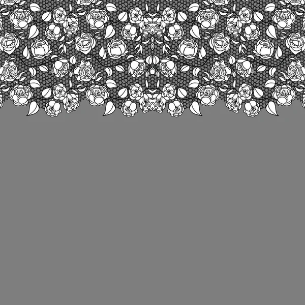 Seamless Lace Border Vector Illustration Black Lacy Vintage Elegant Trim — Stock Vector