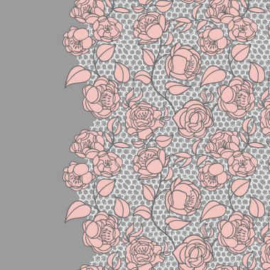 Sorunsuz dantel sınır. Vektör çizim. Siyah dantelli vintage zarif trim.