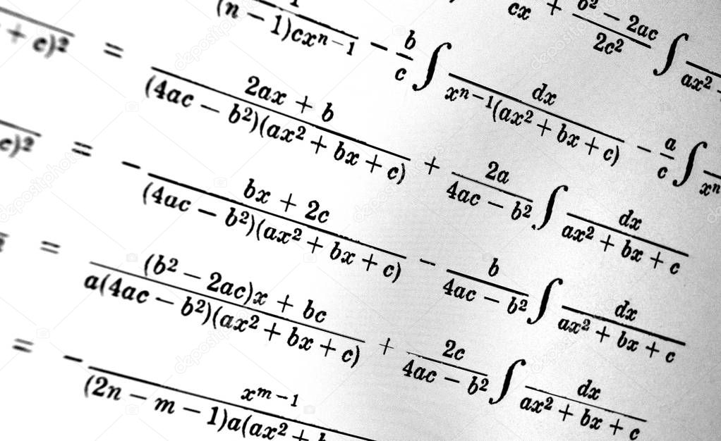 Large number of mathematical formulas on a white background