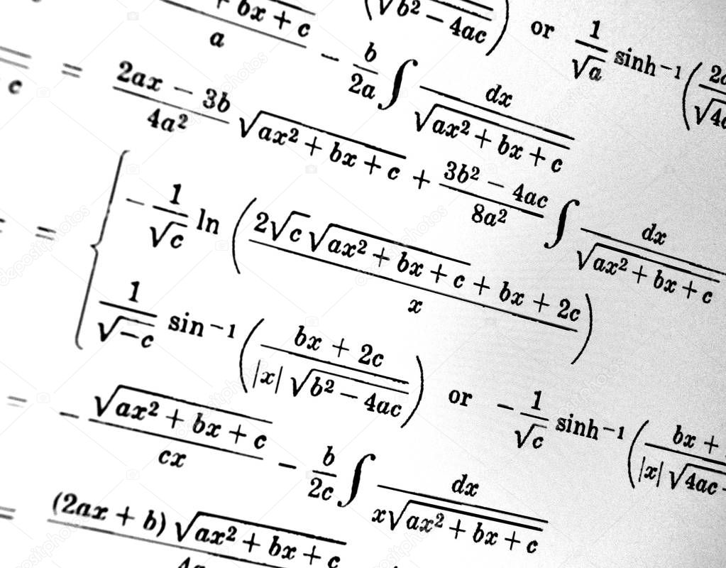 Large number of mathematical formulas on a white background