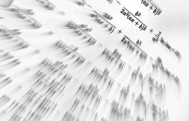 Matematiksel formüller odak çok sayıda beyaz bir arka plan üzerinde yakınlaştırma