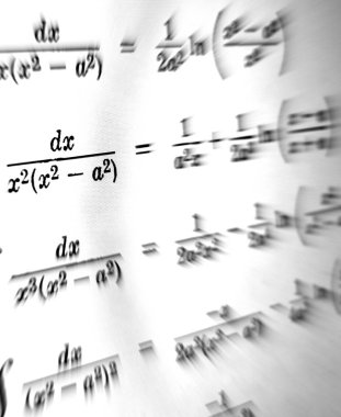 Matematiksel formüller odak çok sayıda beyaz bir arka plan üzerinde yakınlaştırma