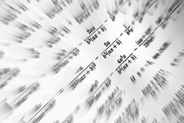 Große Anzahl Mathematischer Formeln Fokussiert Zoom Auf Weißem Hintergrund — Stockfoto