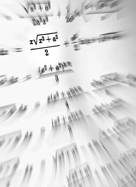 Große Anzahl Mathematischer Formeln Fokussiert Zoom Auf Weißem Hintergrund — Stockfoto