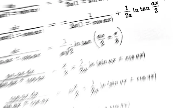 Gran Numero Formule Matematiche Focalizza Zoom Uno Sfondo Bianco — Foto Stock