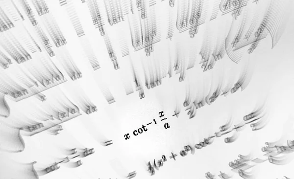 Gran Número Fórmulas Matemáticas Enfocan Zoom Fondo Blanco — Foto de Stock