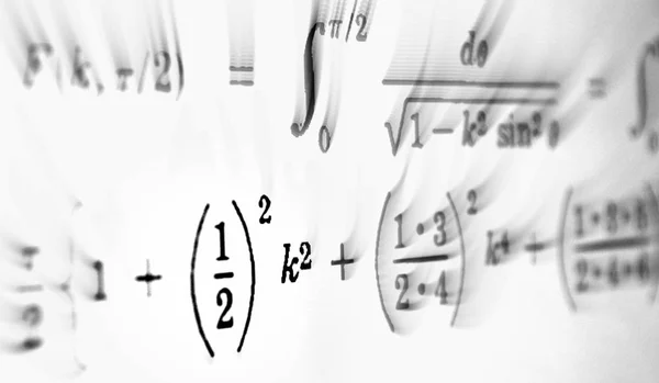Stort Antal Matematiska Formler Fokus Zooma Vit Bakgrund — Stockfoto