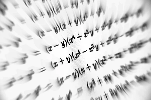 Gran Número Fórmulas Matemáticas Enfocan Zoom Fondo Blanco — Foto de Stock