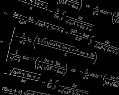 Matematiksel formüller neon siyah bir zemin üzerine çok sayıda
