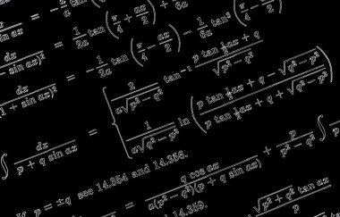 Matematiksel formüller neon siyah bir zemin üzerine çok sayıda