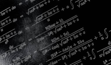 Matematiksel formüller neon siyah bir zemin üzerine çok sayıda