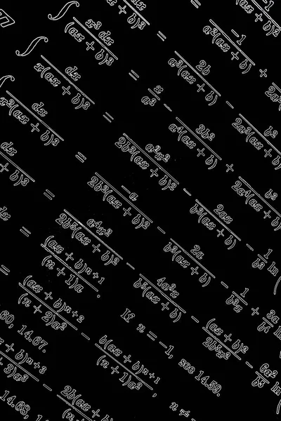 Matematiksel Formüller Neon Siyah Bir Zemin Üzerine Çok Sayıda — Stok fotoğraf