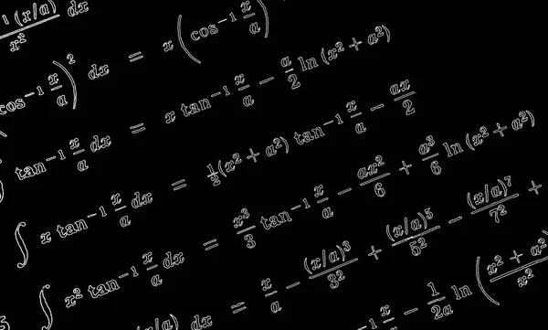 Gran Número Fórmulas Matemáticas Neón Sobre Fondo Negro — Foto de Stock