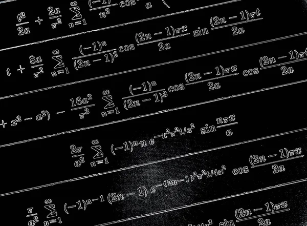 Grand Nombre Formules Mathématiques Néon Sur Fond Noir — Photo