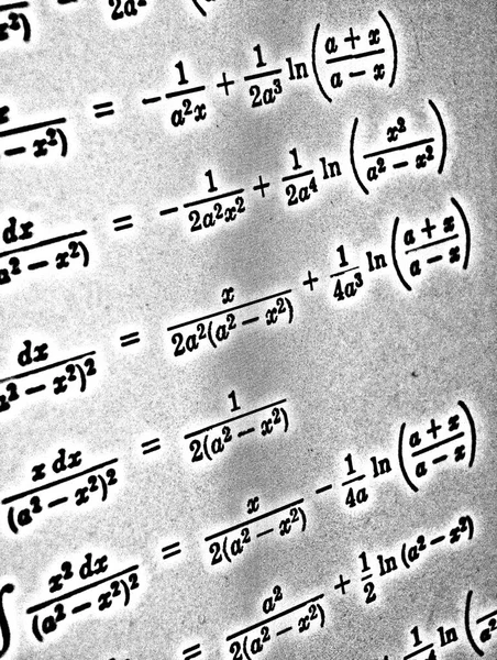 Large number of mathematical formulas on a white background HDR