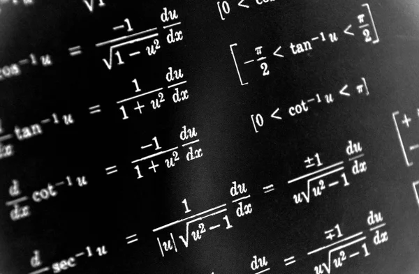 Gran Numero Formule Matematiche Sfondo Nero — Foto Stock