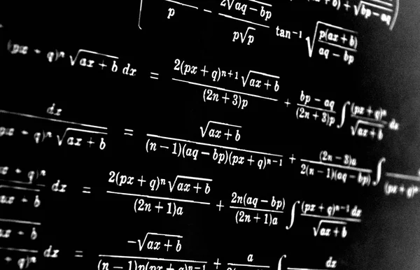 Gran Número Fórmulas Matemáticas Sobre Fondo Negro —  Fotos de Stock