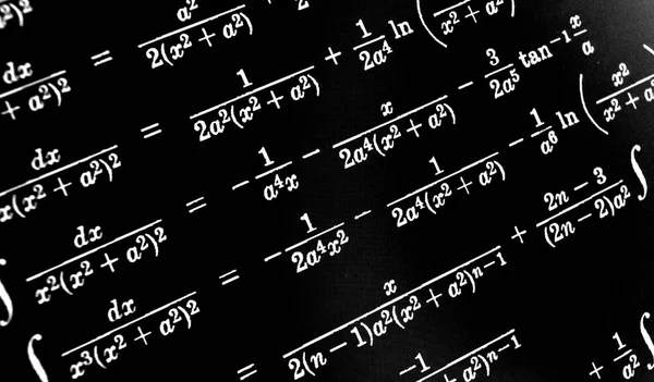 Grande Número Fórmulas Matemáticas Fundo Preto — Fotografia de Stock