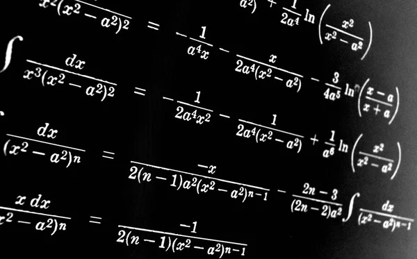 Stort Antal Matematiska Formler Svart Bakgrund — Stockfoto