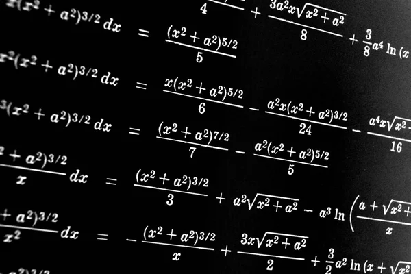 Gran Numero Formule Matematiche Sfondo Nero — Foto Stock