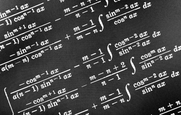 Gran Número Fórmulas Matemáticas Sobre Fondo Negro —  Fotos de Stock