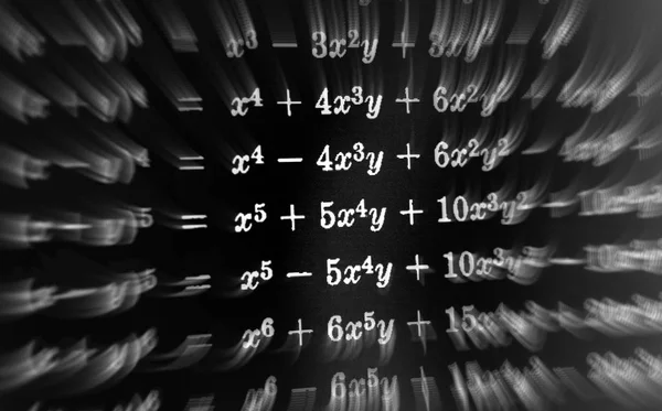 Gran Número Fórmulas Matemáticas Enfocan Zoom Fondo Negro — Foto de Stock