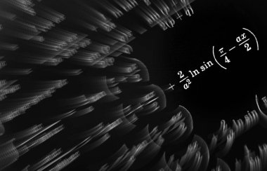 Matematiksel formüller odak çok sayıda siyah bir arka plan üzerinde yakınlaştırma