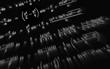 Matematiksel formüller odak çok sayıda siyah bir arka plan üzerinde yakınlaştırma