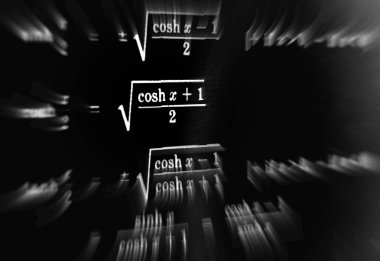 Matematiksel formüller odak çok sayıda siyah bir arka plan üzerinde yakınlaştırma