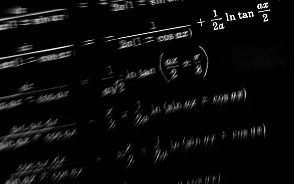 Large Number Mathematical Formulas Focus Zoom Black Background — Stock Photo, Image