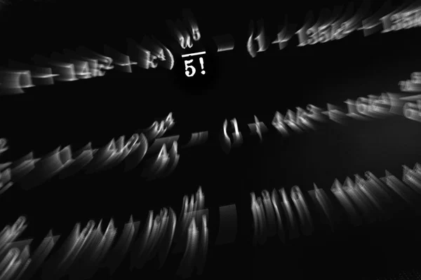 Large Number Mathematical Formulas Focus Zoom Black Background — Stock Photo, Image