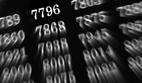 Black Background Many Numbers Focus Zoom Perspective — Stock Photo, Image